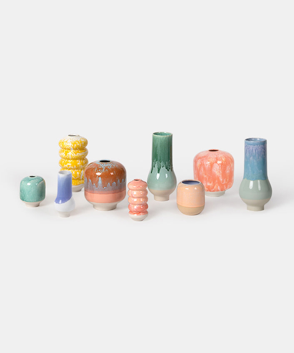 100316. Danish Pottery soft vase set